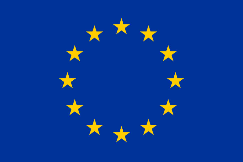 Circle of 12 gold stars on a blue background