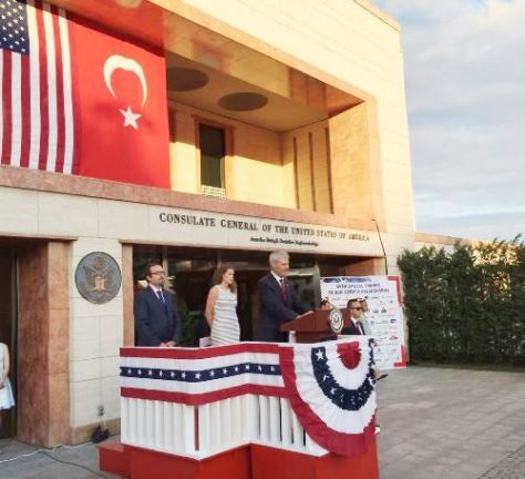 U.S. Consul General Charles F. Hunter delivers his remarks at the Independence Day reception in Istanbul - July 20, 2016 (Photo: U.S. Consulate General Staff)