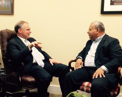 Senator Tim Kaine with Jesuit Ismael Moreno Coto