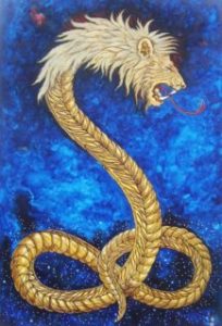 Demiurge represented by the lion-faced serpent